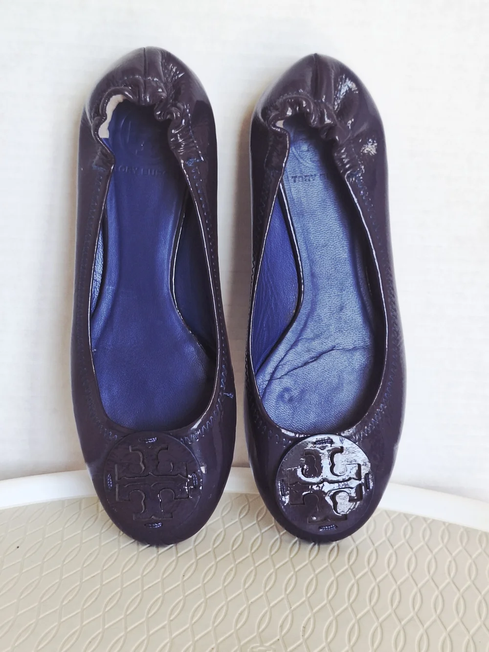 💙Tory Burch Patent Leather Ballet Flats in Deep Purple 🤍Sz 7.5M